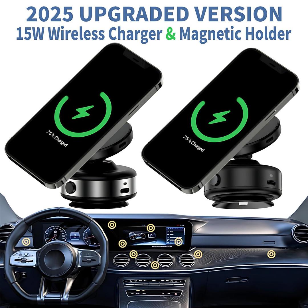 Magnetic Wireless Car Phone Holder Car Charger Mount - Fast Charging and Secure Hold