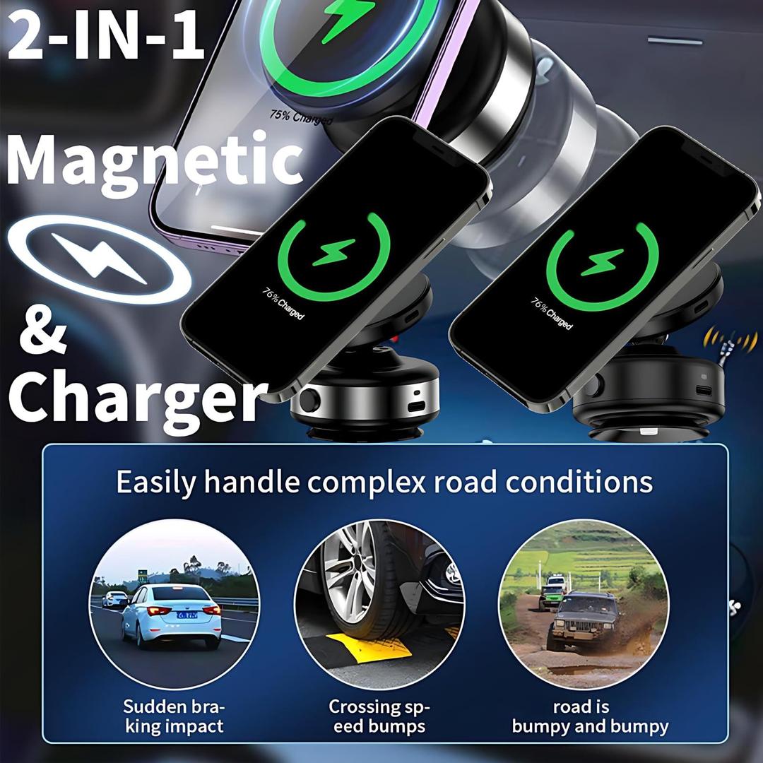 Magnetic Wireless Car Phone Holder Car Charger Mount - Fast Charging and Secure Hold